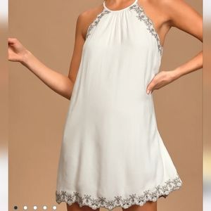 Despacito White Embroidered Shift Dress